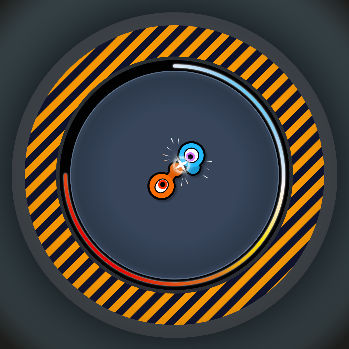 Elimination arena with Onimo players in a shrinking ring